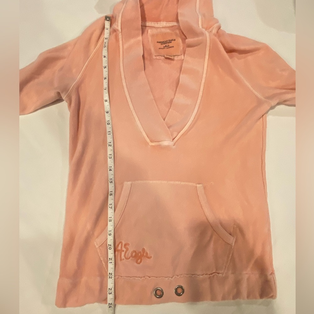 American Eagle Deep V Coral Pink Hoodie Woman Size Small - Picture 4 of 8